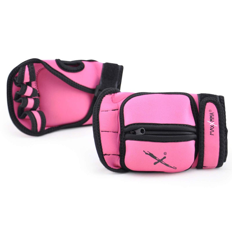 MaxxMMA Adjustable Weighted Gloves  2 lb. Set - Removable Weight (2 x 0.5 lb. Each Glove) for Sculpting MMA Kickboxing Cardio Aerobics Hand Speed Coordination Shoulder Strength (Pink) - Image 1